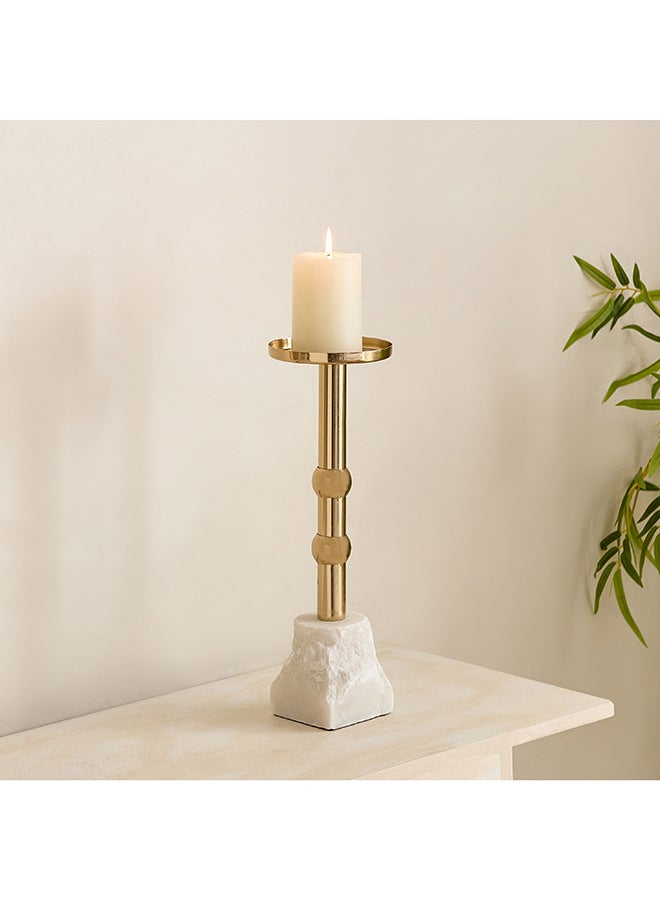 Home Box حامل شموع عمودي زخرفي باللونين الذهبي والأبيض - Image 1